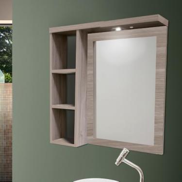 Imagem de Armario Para Banheiro Espelheira Glass Led Detalhe Em Mdf E Led 64cm Maple