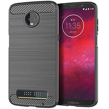 Imagem de Capa para Motorola Moto Z3 Play, capa para Moto Z3, capa para Moto Z3 Force, tecnologia de absorção de choque de TPU (cinza, para Motorola Moto Z3 Play)
