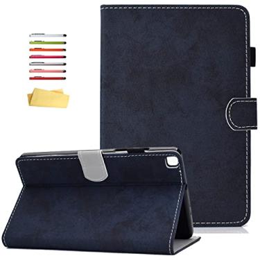 Imagem de UUcovers Capa para Samsung Galaxy Tab A7 Lite 8,7 polegadas modelo 2021 (SM-T220/T225/T227) com porta-lápis, suporte fólio magnético de couro PU/TPU macio nas costas capa carteira à prova de choque, mármore azul escuro