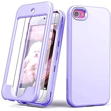 Imagem de Yamink Capa para iPod Touch 7 com película protetora, leve, de corpo inteiro, resistente, poliuretano termoplástico macio, capa resistente para iPod Touch 6/5, roxo claro