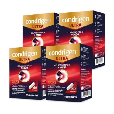 Imagem de Kit 4 Condrigen Ultra Colágeno Tipo 2 com MDK UC-II Magnésio Quelato Vitaminas D e K2-7 60 Cápsulas Chikweb