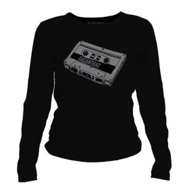 Imagem de Camiseta manga longa feminina - Fita K7. - DASANTIGAS, Preto, Preto, P