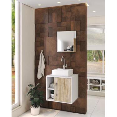 Imagem de Gabinete P/Banheiro C/cuba Q32 e Espelheira Soft 50cm - Compace, Branc