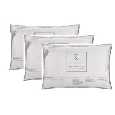 Imagem de Kit 3 Travesseiros Casa K Toque de Pluma 233 Fios Kacyumara