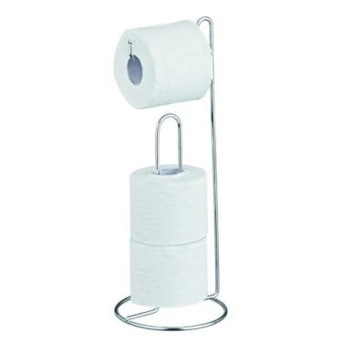 Imagem de Porta Papel Higienico de Chão Suporte para 3 Rolos Cromado - kit com 2