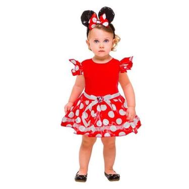 Imagem de Fantasia Minnie Bebe de Luxo Vestido Vermelho 1 ano - Global Fantasias