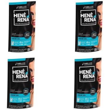 Imagem de Hene em Gel Rená Preto Azulado (Preto Forte) 180gr Alisa, tinge e Da B