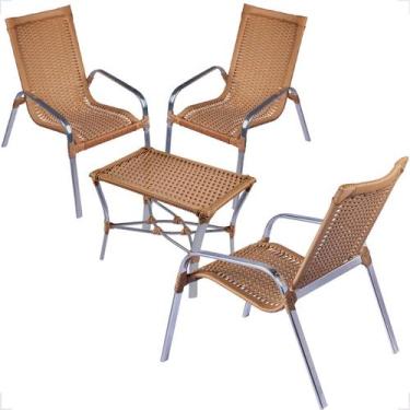 Imagem de Conjunto 3 Cadeiras e Mesa de Centro Alumínio Para Área Externa Fortal