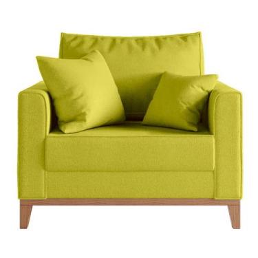 Imagem de Poltrona Decorativa Pes e Base em Madeira Beny Suede Amarelo - Kimi De