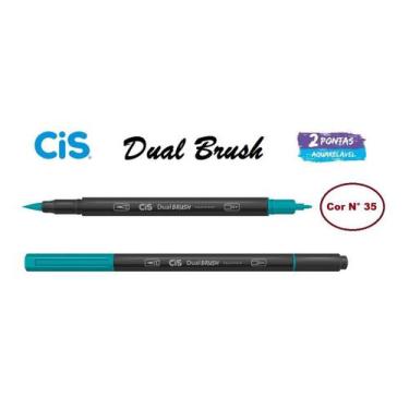 Imagem de Caneta Pincel Cis Dual Brush Pen Aquarelável 35 Turquesa