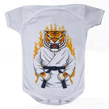 Imagem de Roupa Body Bebê Manga Comprida Estampado Tigre Karate Judo - PN, Manga