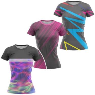 Imagem de Kit 3 Blusa Fitness Feminina Roupa de academia Caminhada Treino Muscul