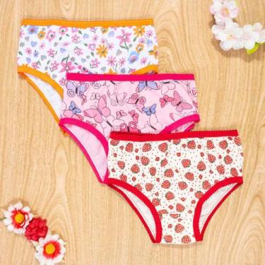 Imagem de Kit Calcinha 3 Peças Infantil Estampadinhas Cores Sortidas - VOLLE FAS