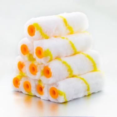 Imagem de Pacote com 10 rolos de tinta, capas de rolo de pintura pequenas de 10 cm (cochilo de 1 cm), mini rolo de tinta para uso em pintura de parede, porta