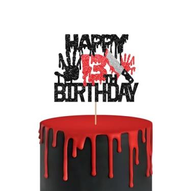 Imagem de Killer Happy 13th Birthday Cake Topper, Zombie Bloody Friday Birthday Cake Decor, Black Glitter Have A Killer Birthday Cake Topper for kids, Halloween Horror Themed Birthday Party Decorations