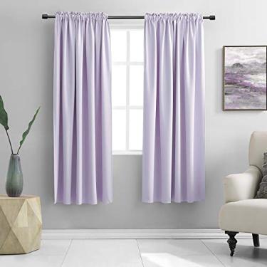 Imagem de DONREN Cortinas lilás roxas claras para quarto de meninas - Cortinas de bolso com isolamento térmico para escurecimento de quarto para sala de estar (comprimento 106 x 150 cm, 1 par)