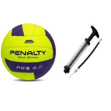 Imagem de Kit Bola Profissional Vôlei Penalty Pro 8.0 + Bomba Branco, Único