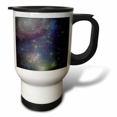 Imagem de 3dRose Caneca de viagem "Stars Galaxies & Nebulas Navy Night Sky Blue & Purple Space Photography Colage Astronomy Stainless Steel", 400 ml, multicolorido