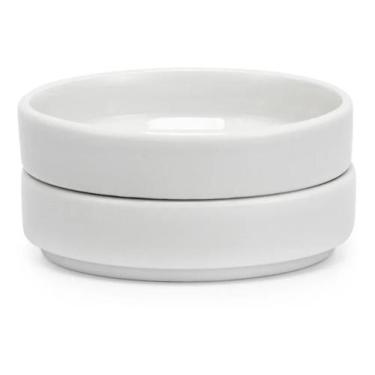 Imagem de Kit 2 Comedouro Gato 230ml Porcelana Prato Raso Para Gatos - PORCELANA