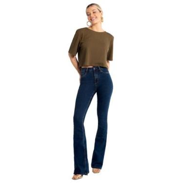 Imagem de Calça jeans flare feminina fit for me (veste 3 tamanhos em uma única p