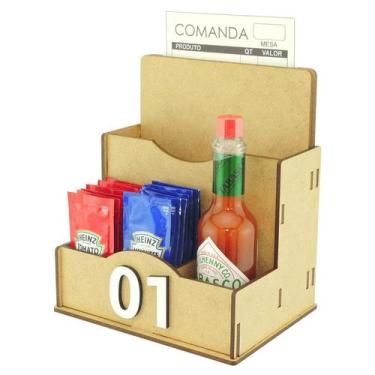 Imagem de 5 Porta Comanda de Mesa Sachê Guardanapo Temperos Numerados Crú - Mode