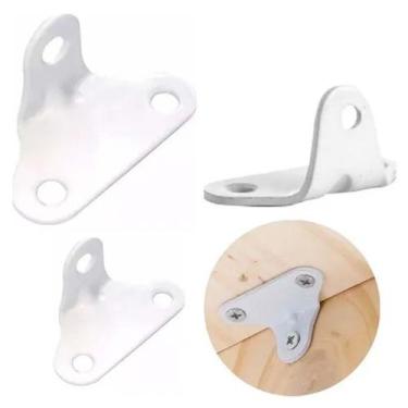 Imagem de Cantoneira De Aço 3 Furos Epoxi Branco Embalagem Industrial (Kit C/100