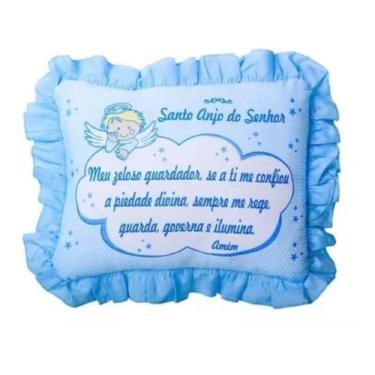 Imagem de Travesseiro Bebe Infantil Oração Santo Anjo Macio Enxoval - Multicente