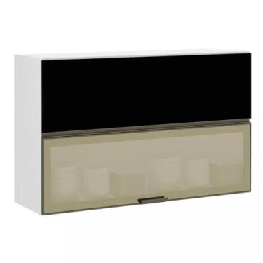 Imagem de Armário Basculante Misto Perola 120 cm 2 Portas Alumínio e com Vidro R