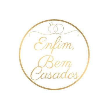 Imagem de Adesivo "Enfim Bem Casados" - Ref.2200 - Hot Stamping  - 30 unidades -