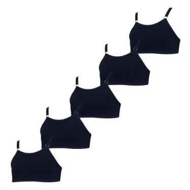 Imagem de kit 5 Sutiã Top Menina sem Bojo Algodão - Preto - OPTE, GG, Preto