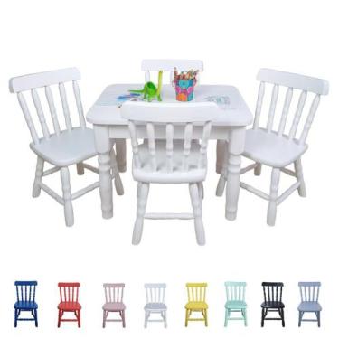 Imagem de Conjunto Mesa e Cadeira Infantil Madeira Mesinha Resistente Para Ativi
