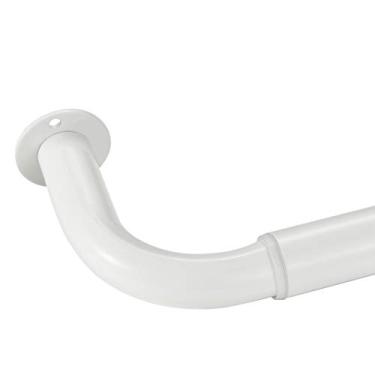 Imagem de Mayrhyme Varão de cortina para escurecimento de ambiente 71 a 122 cm, design envolvente, haste de cortina única de 2,5 cm de diâmetro, conjunto de haste de metal extensível para tratamento de janela