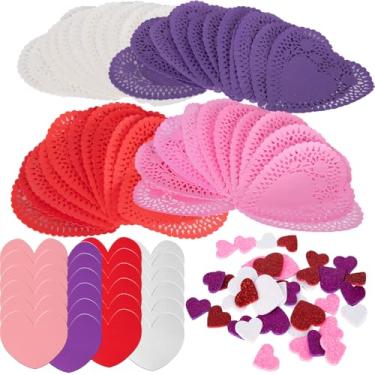 Imagem de ArtCreativity Doilies de coração de Dia dos Namorados para crianças – Conjunto de 100 – Artesanato de Dia dos Namorados para festas em sala de aula – Kits de suprimentos de artesanato para Dia dos