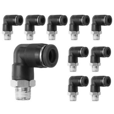 Imagem de HARFINGTON 10 peças de encaixes push to connect cotovelo macho 5/40.6 cm tubo OD x 1/8 polegada NPT rosca plástico conexão rápida mangueira de ar kit de encaixe pneumático conector de bloqueio de
