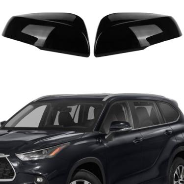 Imagem de SPORTULI Tampas pretas de substituição direta para espelhos laterais para Toyota Highlander 2020-2024, Toyota Grand Highlander 2024 e Toyota Corolla Cross 2022-2024 (com modelo de luz de seta)