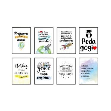 Imagem de Quadros Professora Educação Pedagogia Escola 8 Peças 20x28cm - CAMALEÃ