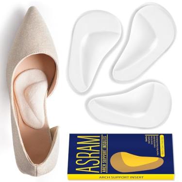 Imagem de ASRAM Suporte de arco, palmilha de gel macio, inserções de salto alto, almofadas de arco reutilizáveis, melhores para pés planos e fascite plantar, alívio da dor no arco alto, para alívio da dor e