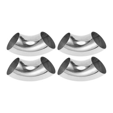 Imagem de Motoforti 4 peças 90 graus mandril curva cotovelo carro modificado tubo de escape tubulação 8.9 cm espessura OD 2mm/14GA 89x230x2.0mm 304 tom prata aço inoxidável 304