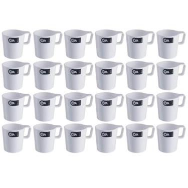 Imagem de Kit 24 Canecas Empilháveis Escolares 250ml Branca Casual Coza Refeitórios Escola
