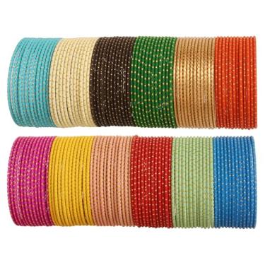 Imagem de Touchstone Pulseiras femininas indianas de Bollywood com glitter dourado, fosco, texturizado, vintage, cores vintage, joias de grife., M - Circ 7.8 in-Indn Size 2.8-Dia 2.5 in, Sem pedras preciosas