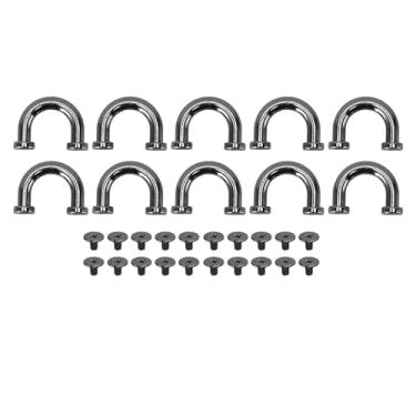 Imagem de Conectores Anel D, Ponte D Anel Fivela Liga de Zinco Ferro Galvanizado Em Forma de U Fivelas 10 Conjuntos Saco Com Manilha para Bolsas Colares (GOLD) (SILVER) (BLACK)
