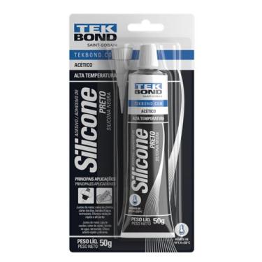 Imagem de Silicone Acetico Multiuso Preto Alta Temperatura 50G  Bisnaga Tekbond