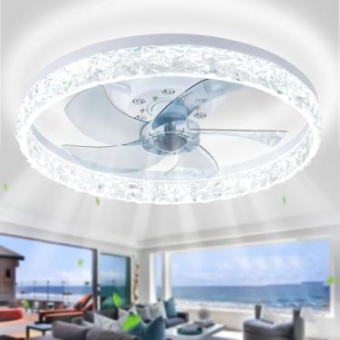 Imagem de diisunbihuo Ventilador De Teto Led Moderno De 20" Com Luzes E Controle Remoto, Ventilador De Teto De Acrílico De Perfil Baixo Com Ajuste De Intensidade, Ventilador De Lustre Sem Lâminas Com Mudança