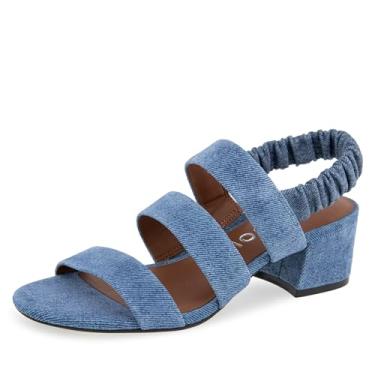 Imagem de Aerosoles Sandália feminina de salto Clarissa, Camurça jeans azul, 12 Wide