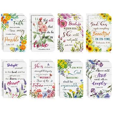 Imagem de 16 peças de diário de oração de fé para mulheres, cadernos de versículo da Bíblia com estampa floral rústica com citações inspiradoras escrituras, blocos de anotações de bolso, escritório escolar, 12 x 7,9 cm (estilo vívido)