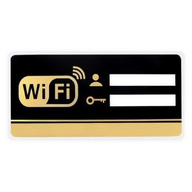 Imagem de Placa retangular de cobertura WiFi, senha WiFi, sinal gravável, wi-fi, cobertura de rede sem fio, adesivo de parede para sala de reuniões, escritório, café, loja, hotel, restaurante (15 × 30 cm)