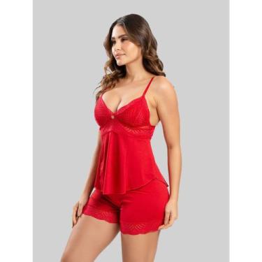 Imagem de Pijama Short Doll Baby Doll Feminino IMI Lingerie Microfibra Detalhe R