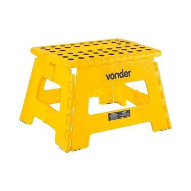 Imagem de Banqueta plástica dobrável amarela vonder 150kg altura 220mm