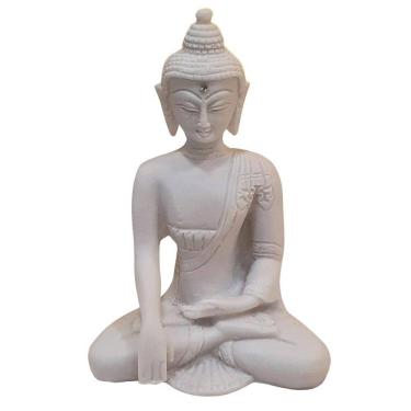 Imagem de Escultura Buda Sidarta De Pó De Mármore Branco 15Cm