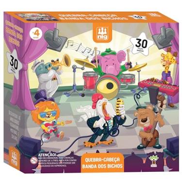 Imagem de Nig Brinquedos Quebra Cabeça Gigante Madeira I Love My Pets 30 Peças